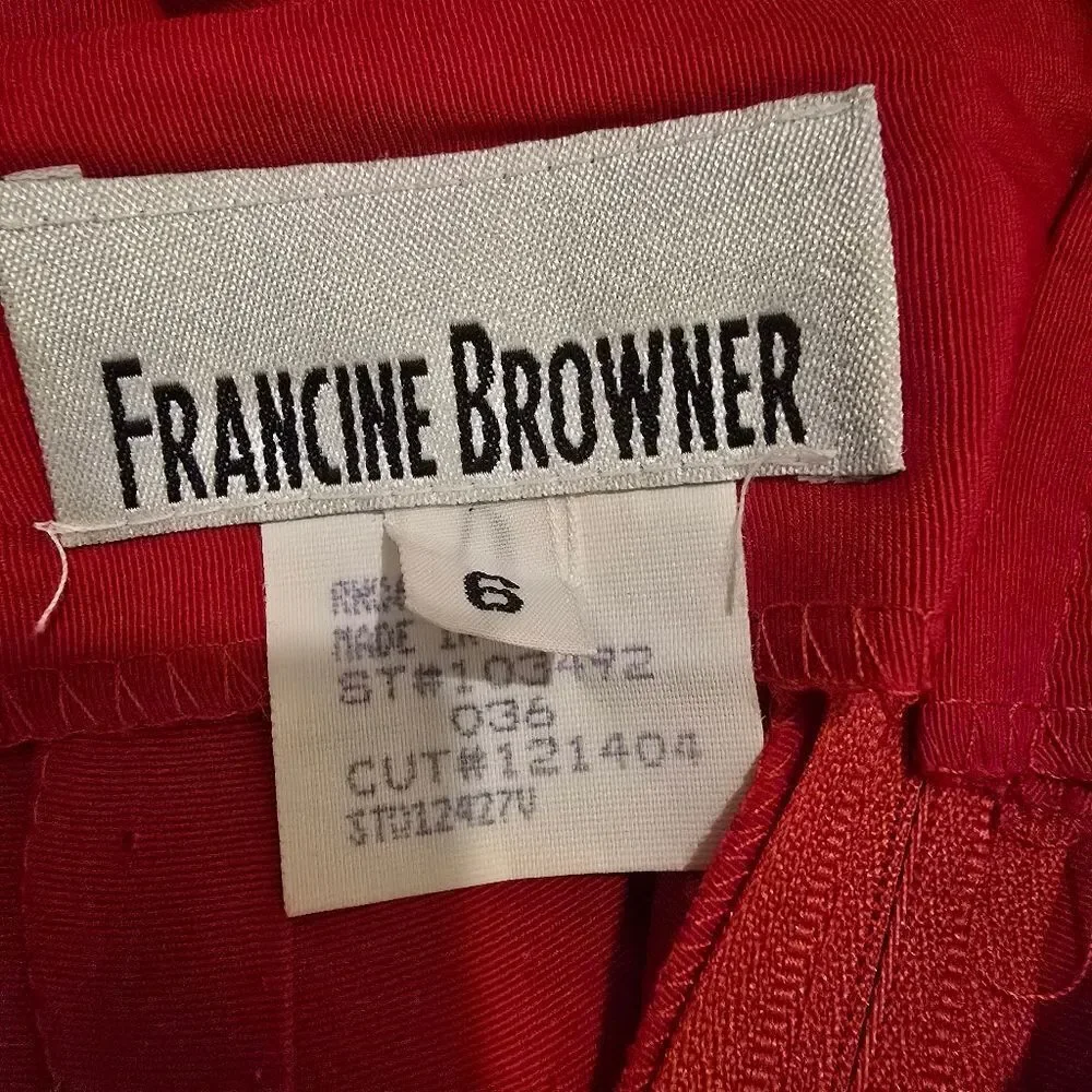 FRANCINE BROWER Women's Brazer Skirt Set Red‎ size 6 Vintage